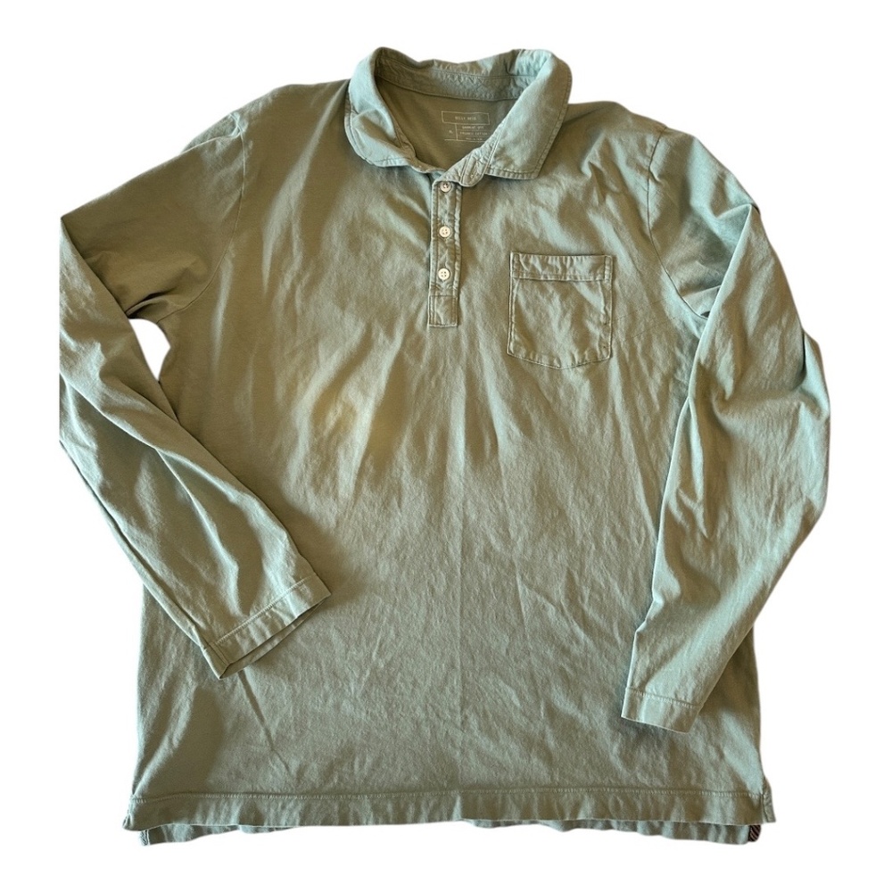 Billy Reid Long Sleeve Polo – XL (Olive Green)
